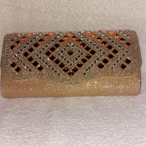 Just in time for New Years Eve!!!  Jeweled Gold Clutch 8"